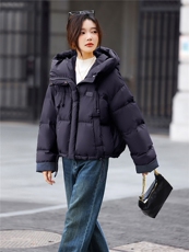 白鸭绒姜黄色羽绒服女短外套2025冬季新款小个子宽松百搭面包服，女装羽绒服，鑫源服饰