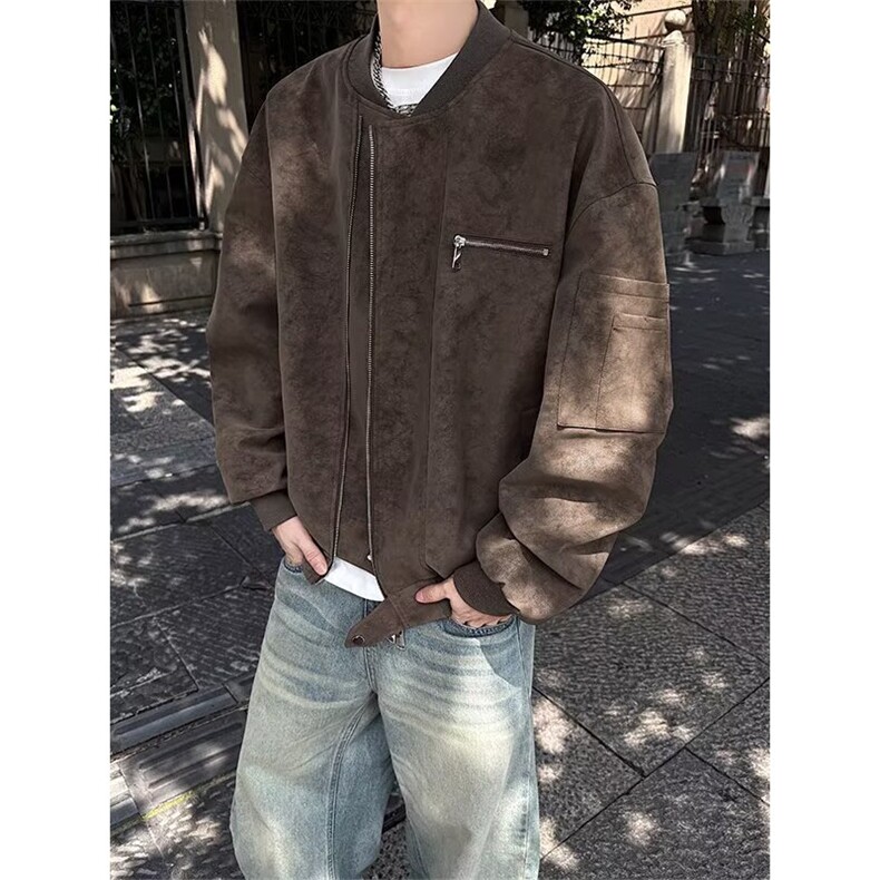 现货JY183-P80美式潮流皮衣外套男春秋季新款百搭拉链网图，男装皮衣，星座1501-3