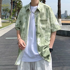 扎染衬衫男生短袖港风ins痞帅宽松情侣个性衬衣S31P30，男装衬衫，星座1116-2