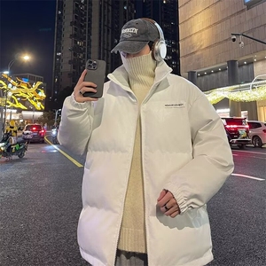 2024新款棉服男款外套冬季韩版港风情侣pu皮衣立领加厚棉服PY79图片