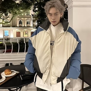 小众撞色解构设计加厚棉服外套男宽松休闲立领高级棉衣潮1033P95图片