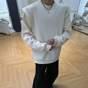 小众机车拉链卫衣T恤亲肤设计高街痞帅潮男打底衫长袖男大卫衣P58图片