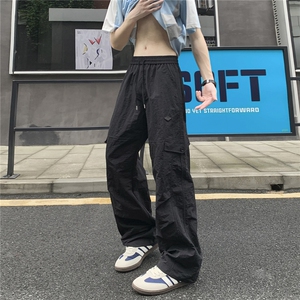 美式贴标设计感休闲裤男小众直筒工装裤冲锋裤图片