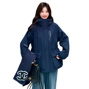 韩系工装风连帽派克服女2025冬季新款休闲宽松百搭小个子保暖棉服图片