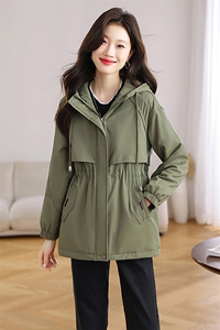 加绒加厚派克服外套女中长款2025冬季新款收腰显瘦连帽工装风棉服图片