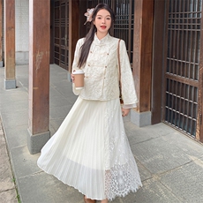 新中式国风刺绣套装裙女夏季新款温婉气质盘扣上衣半身裙两件套潮，女装套装/套裙，浙宝305