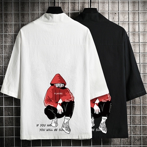HF59051-P40风汉服男开衫外套七分袖道袍 网格挂拍图片