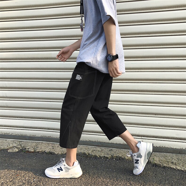 2022男夏季直筒阔腿薄款垂感宽松休闲七分裤K611-特批32,男装休闲裤,星座718-1