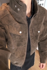 特批P95无差价cleanfit正肩扎染PU皮哈灵顿夹克皮衣外套男J5237，男装夹克，电商A001-1