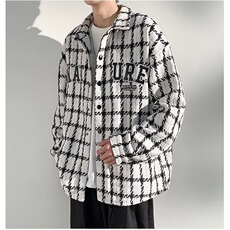 小香风格子外套男春秋季翻领夹克港风潮流宽松情侣衣服JK2301/P52，男装夹克，星座506
