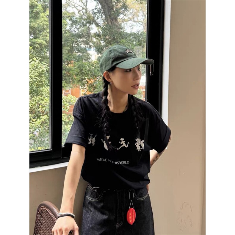 夏季美式潮牌时尚休闲夏天好看舒适重磅纯棉短袖T恤男士上衣,男装T恤,四季星座505
