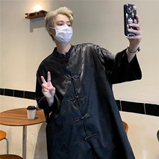 嘘！偷穿爷爷的太极服！新中式男装盘扣道袍衬衫男短袖夏中山唐装，男装衬衫，星座601-2