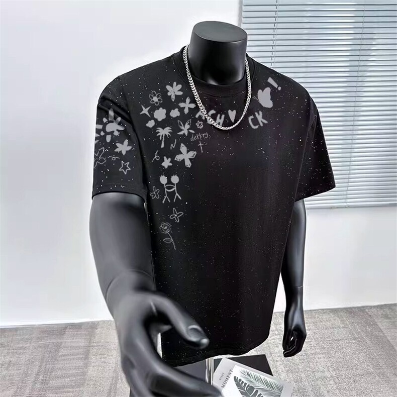 万针全刺绣工艺抖音得物高品质260克重磅纯棉双纱美式高街短袖T恤图片