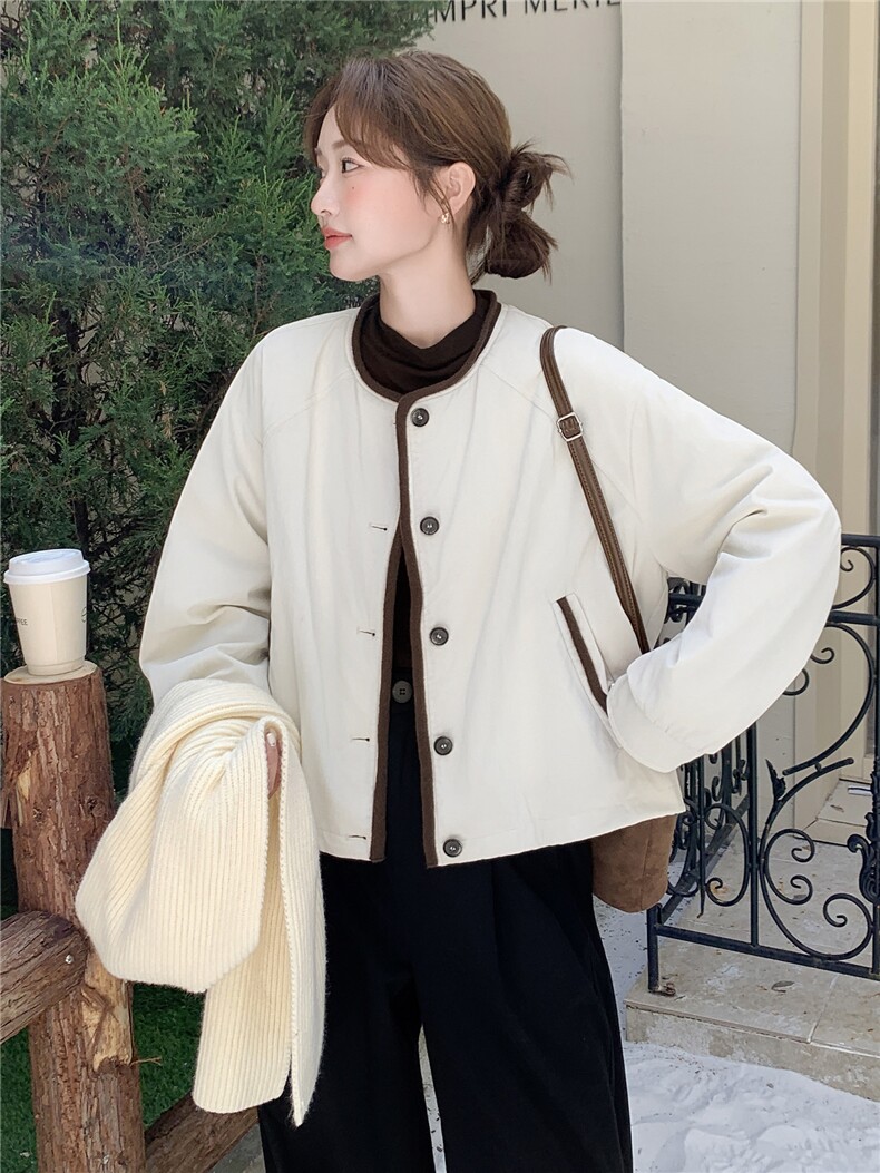 现货90白鸭绒圆领短款羽绒服女2025冬新款宽松时尚百搭保暖外套,女装羽绒服,琦鑫阁（原依鑫阁）