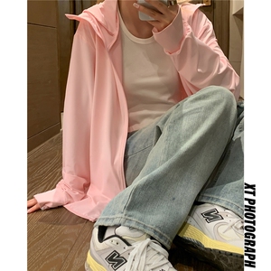 2025夏季新款纯色情侣款连帽长袖防晒衣薄款外套上衣 F109 /P39图片