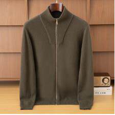 2025年秋季男士加厚高领袖帖拉锁开衫，男装羊绒套衫，鼎坤羊绒