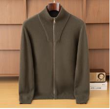 2025年秋季男士加厚高领袖帖拉锁开衫，男装羊绒套衫，鼎坤羊绒