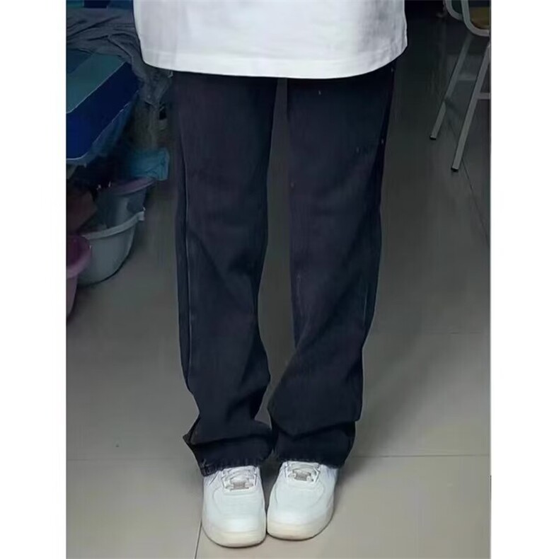 黑色牛仔裤男新款复古阔腿裤宽松拖地裤显瘦直筒裤子WLNZ099-p35,男装牛仔裤,星座1008