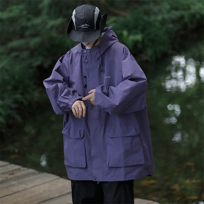 冲锋衣外套男女宽松春秋户外工装防水登山服连帽情侣夹克,男装夹克,星座410-6（原星座1304-1）