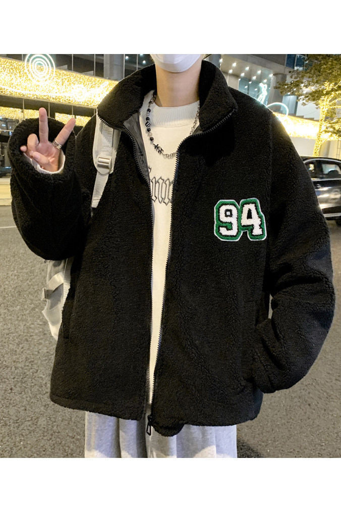 秋冬港风冬季羊羔毛宽松外套学生潮牌夹克棒球服棉衣JK30/P100,男装夹克,钱塘713