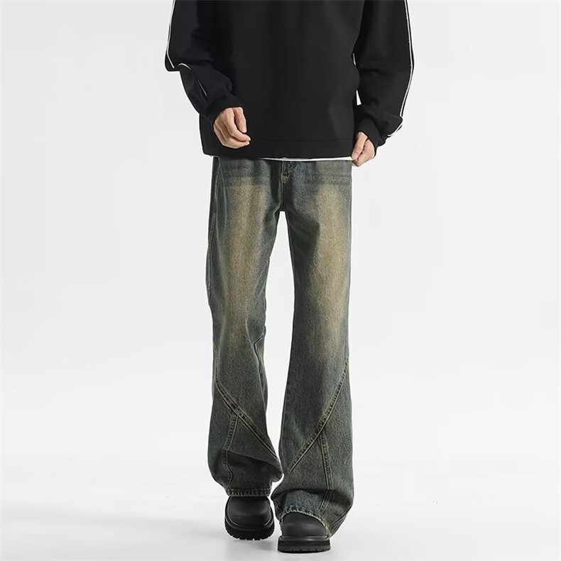 美式复古微喇叭牛仔裤男女秋季辣妹高街显瘦宽松阔腿裤子N2119，男装牛仔裤，星座506