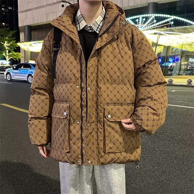 2026年冬季新款情侣羽棉服男装连帽加厚保暖冬装白鸭棉服休闲外套图片