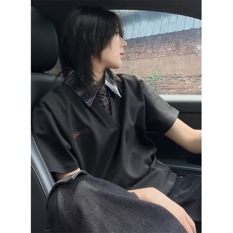 夏季美式休闲POLO衫短袖男女生青少年新款宽松翻领T恤T72,男装T恤,星座1116A（原606A-3）