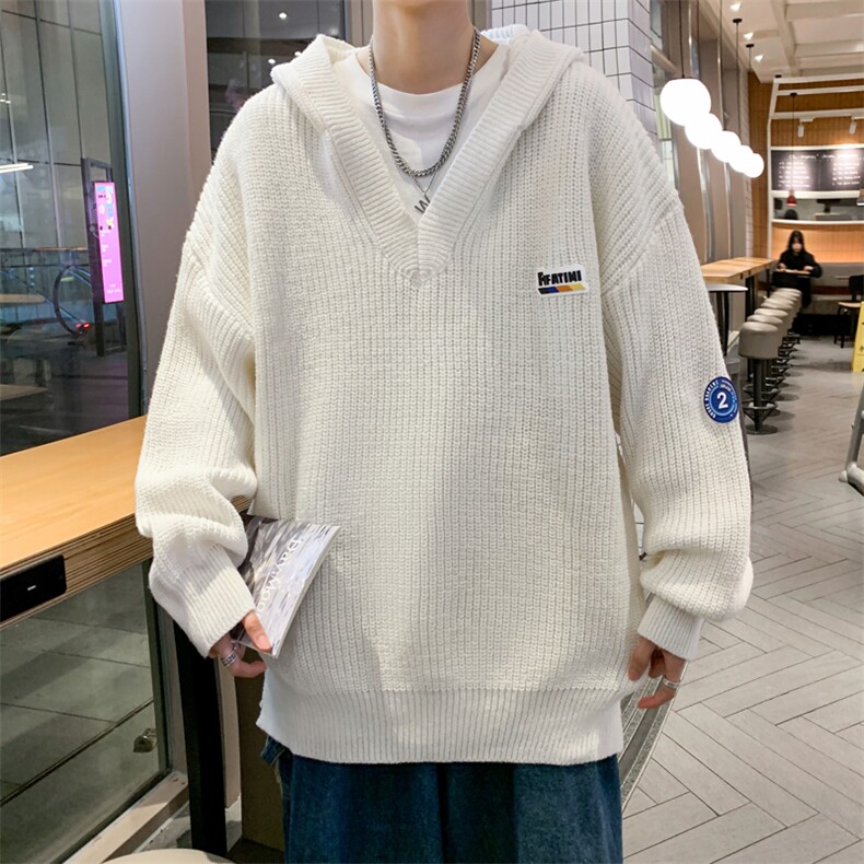克莱因蓝秋冬男针织衫连帽V领毛衣字母贴标休闲外套M601P45,男装针织衫/毛衣,星座1013-1
