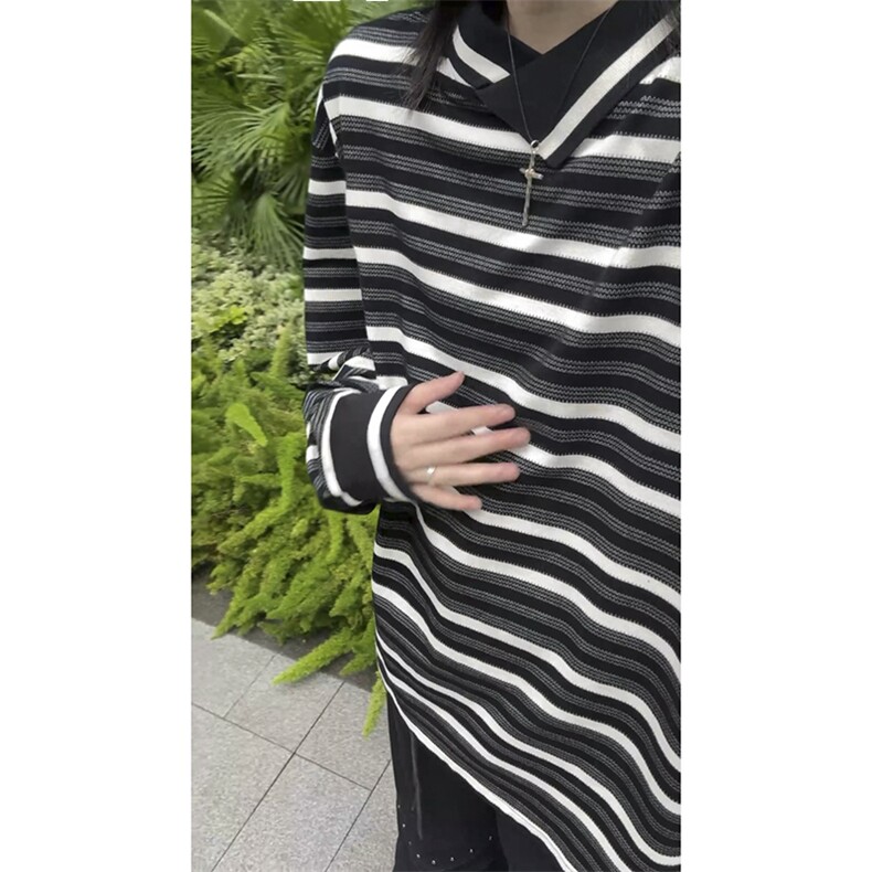 现货PL22-P55控88不规则翻领条纹polo衫男长袖秋季宽松休闲上衣服,男装Polo衫,星座403（原603-1）