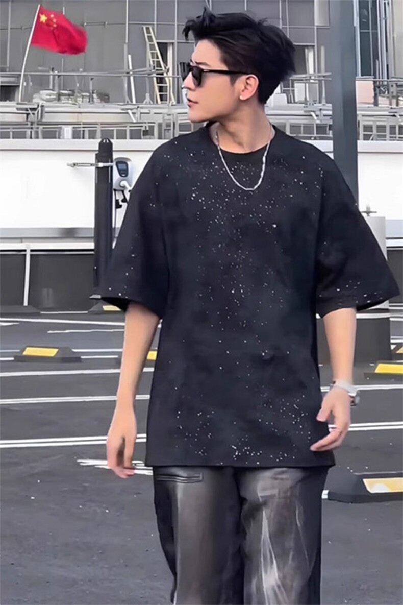 满天星扎染t恤重磅纯棉半袖体恤上衣TX34特P47,男装T恤,星座908-1