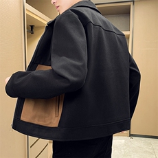 男新款呢子大衣秋冬妮子毛呢拼色宽松夹克外套A236-JK-5052-P100，男装夹克，电商A236