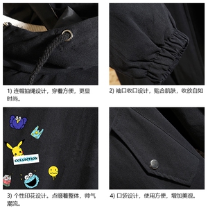JK41079-P85纯棉连帽夹克男士大码工装夹克男外套男 砖墙挂拍图片