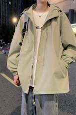 港风新款外景二开宽松夹克男纯色冲锋衣连帽外套MYJ24-7834-P68，男装夹克，星座717