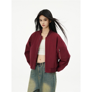 纯色短款棒球服  秋装女装短版立领棒球服夹克外套 F601 P55图片