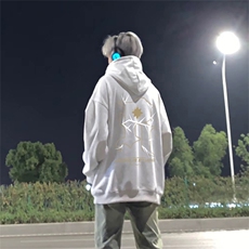 抖音得物品质380克全棉美式宽松两粒扣印花连帽卫衣ACM2201，男装卫衣，电商A443