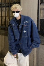 男装牛仔外套2026秋几何图案印花男生翻领夹克XZ514-2-N106-P88，男装工装外套，星座514-2(原B239)