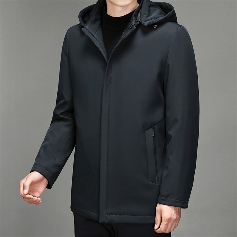 中年商务休闲免烫男装羽绒服2023秋冬季新款男士连帽外套上衣，男装羽绒服，电商B212（原钱塘6029）