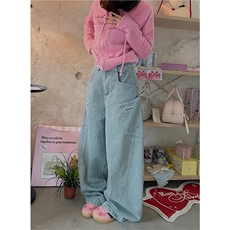 美式高质量复古弯刀牛仔裤设计感多口袋直筒拖地裤子NZ134-P58，男装牛仔裤，星座1103-2