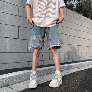 现货 夏季美式复古毛边短裤五分乞丐破洞牛仔裤男 K5808-P35 控58图片