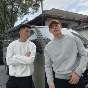 抖音得物高品质 二开支持退换 26春装美式男宽松曼巴纯色圆领卫衣图片