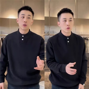 ins新中式立领polo衫短袖男秋季新款高级感痞帅男装亨利领半袖t恤图片