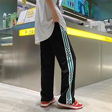 美式复古裤子男夏季棋盘格条纹运动潮牌高街休闲长裤K0159-P35，男装休闲裤，星座308B-1