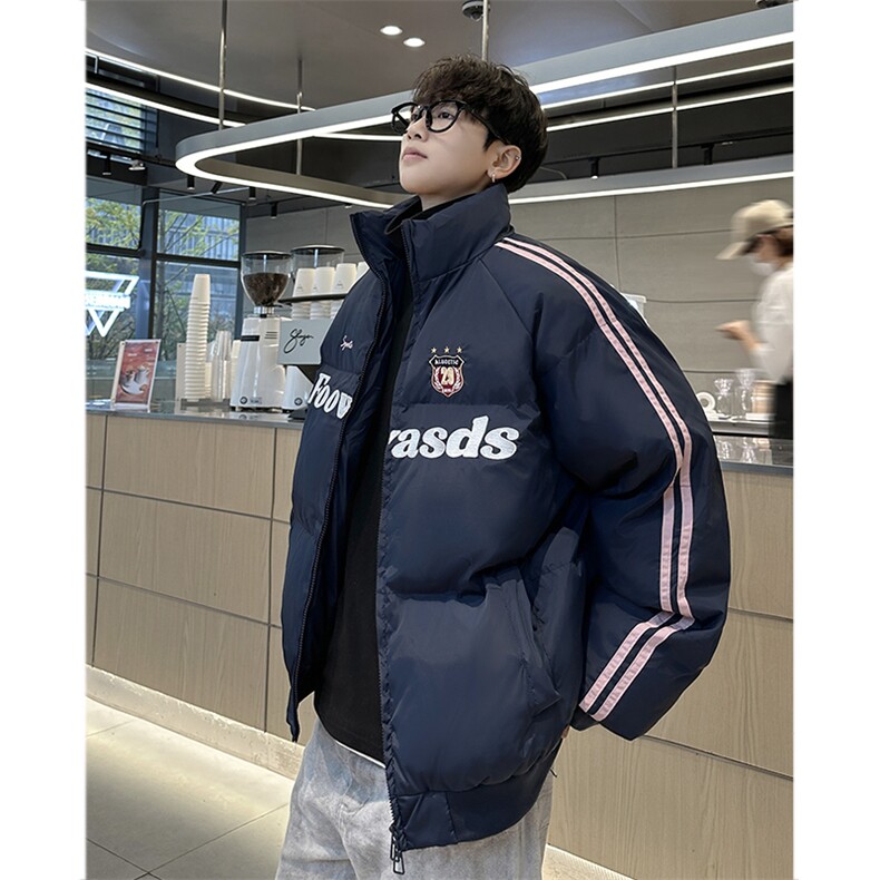 美式复古高街条纹袖棉衣立领棉袄冬季面包服外套M0993-P110,男装棉衣,星座308B-2
