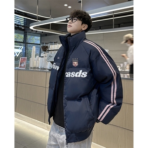 美式复古高街条纹袖棉衣立领棉袄冬季面包服外套M0993-P110