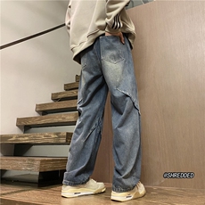 2024秋冬新款美式高街水洗复古褶皱牛仔裤B315-K23525-P65控78，男装牛仔裤，电商B315
