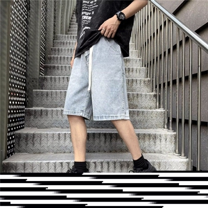 牛仔短裤男士韩版潮流高街帅气腰带2025夏季ins五分裤RK2750-P36图片