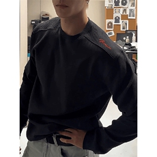 26春装硬挺boxy男女美式高街蜂窝华夫格刺绣圆领长袖卫衣打底衫，男装T恤，电商A486-1