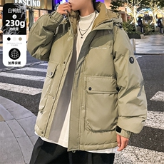 冬季连帽羽绒服男印花男士休闲羽绒衣外套潮青年A266-88681-P180，男装羽绒服，电商A266