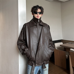 春装重工艺PU皮衣机车男帅气拉风休闲男外套  A071-P05-P135图片