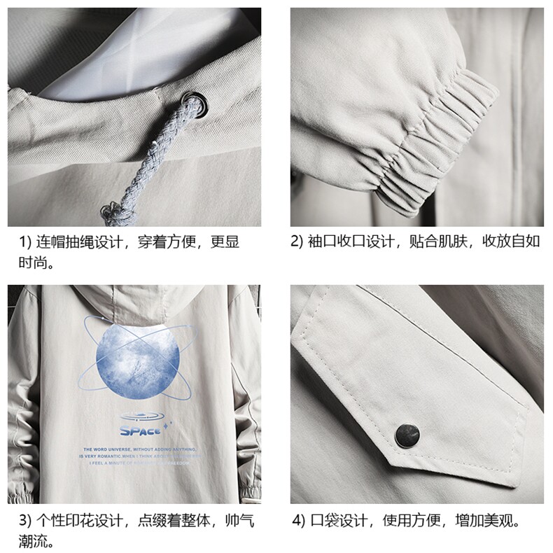 JK41241-P85纯棉连帽夹克男士大码工装夹克男网格,男装夹克,电商A040A